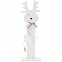 Figurka Renifer Drewniany Świąteczny Biały 35 cm