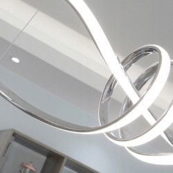 Lampa sufitowa wisząca Ring Srebrna LED + Pilot