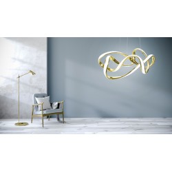 Lampa sufitowa wisząca Ring Gold Eve LED + Pilot