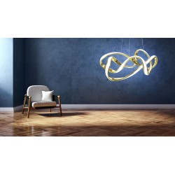 Lampa sufitowa wisząca Ring Gold Eve LED + Pilot