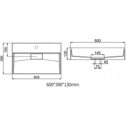 Umywalka Konglomeratowa nablatowa/ścienna Goya 50 cm Rea