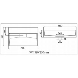 Umywalka Konglomeratowa nablatowa/ścienna Goya 50 cm Rea