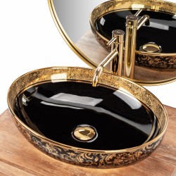 Umywalka ceramiczna nablatowa Margot Czarno Złota Rea