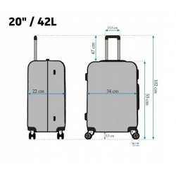 Średnia podróżna bagażowa walizka solid 20/42l - gold