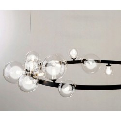 Lampa Sufitowa Czarna ze Szklanymi kulami na Obręczy APP906-15CP Toolight
