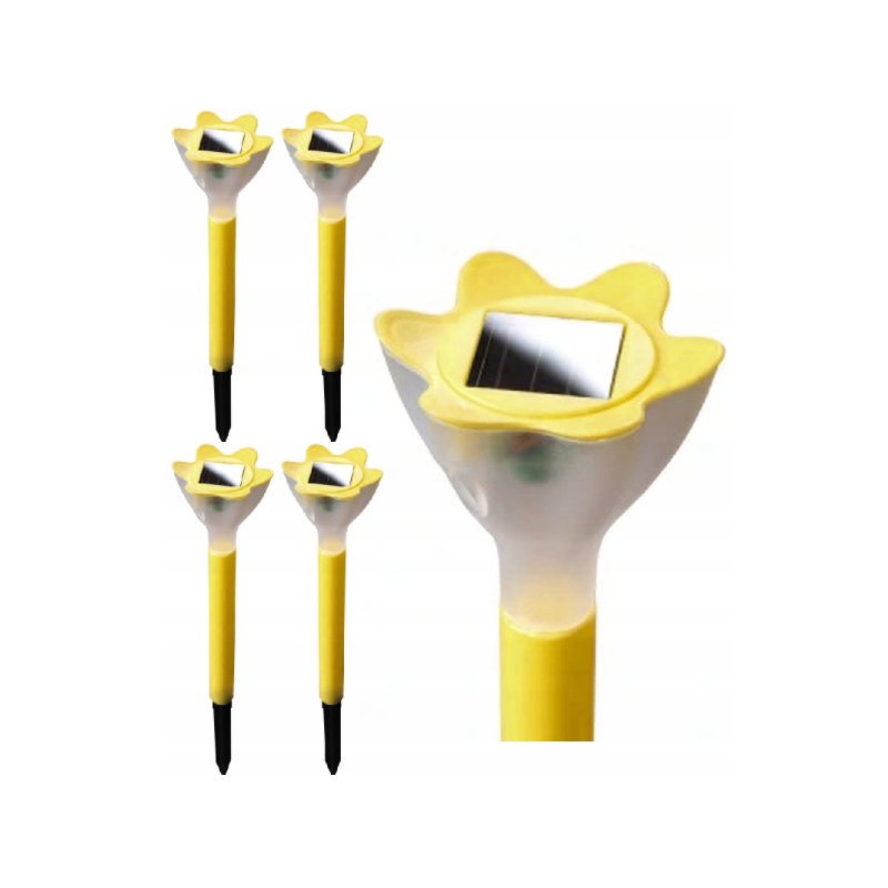 4 szt Lampa Kwiatek Solarna Żółta LED J-08 Toolight