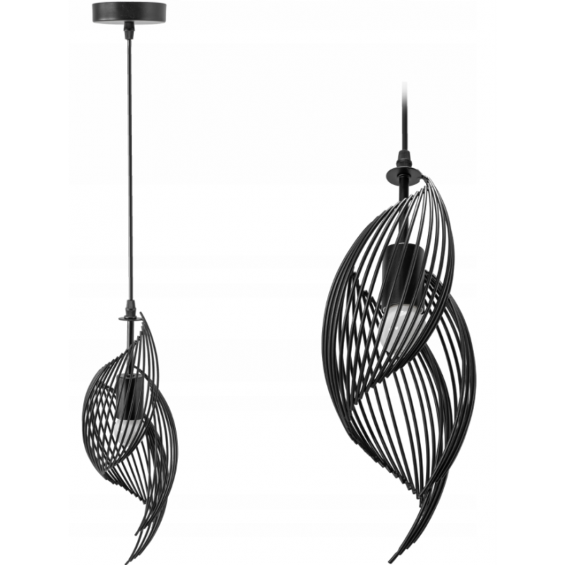 Lampa Wisząca Druciana Metalowa Loft Czarna APP977 Toolight