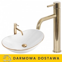 Umywalka Nablatowa Royal Gold Edge Rea + Bateria Lungo