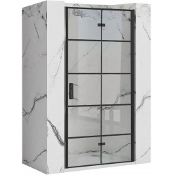 Drzwi Prysznicowe 80 cm Składane Rea Molier Black + Zestaw Natryskowy Luis
