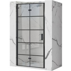 Drzwi Prysznicowe 90 cm Składane Rea Molier Black + Zestaw Natryskowy Luis