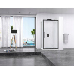 Kabina Prysznicowa 90x80 Rea Rapid Swing Black + Zestaw Natryskowy Miami