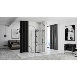 Kabina Prysznicowa 90x80 Rea Rapid Swing Black + Zestaw Natryskowy Miami