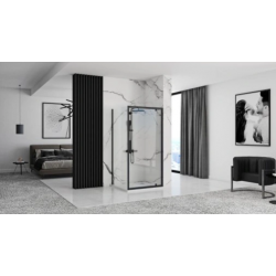 Kabina Prysznicowa 90x80 Rea Rapid Swing Black + Zestaw Natryskowy Miami