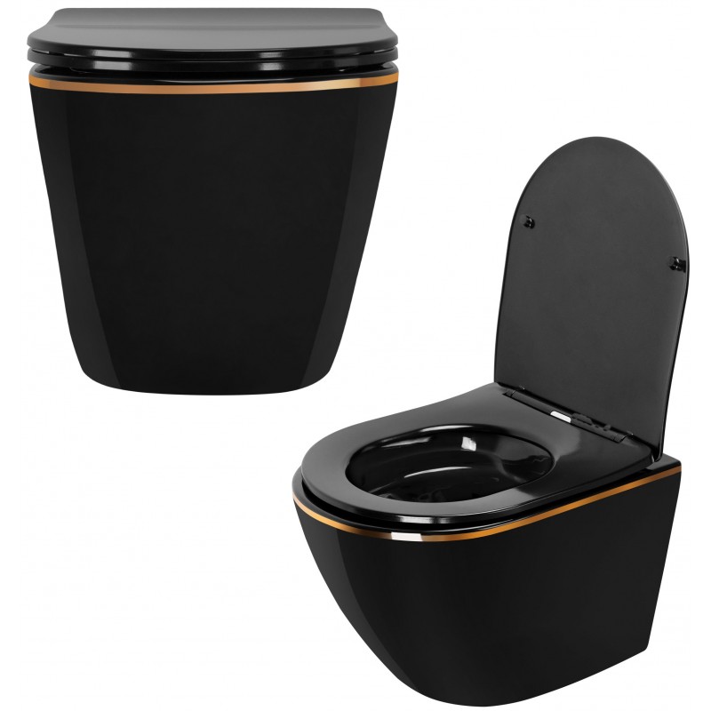 Misa WC Czarna podwieszana Carlo Gold Edge Rea