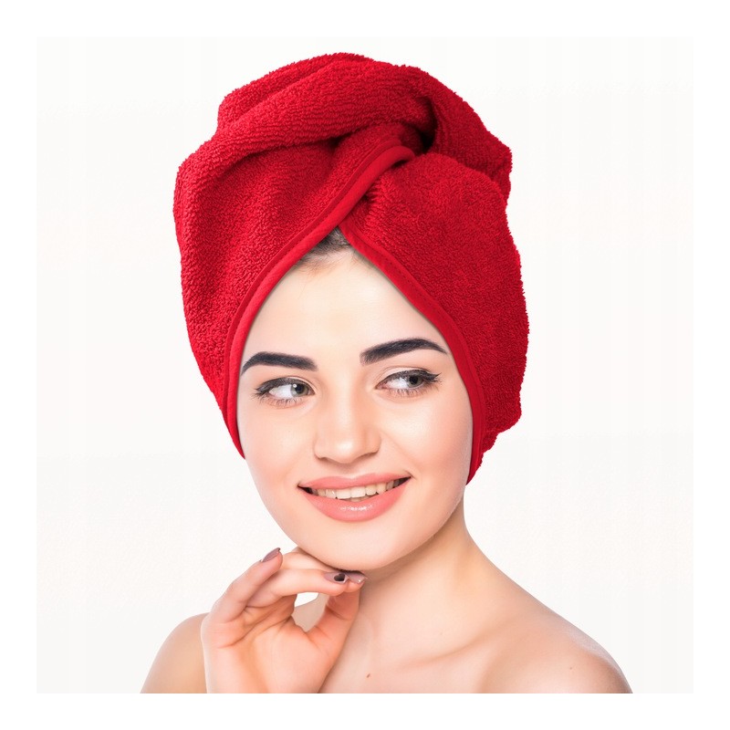Turban Ręcznik do Włosów Czerwony Frotte
