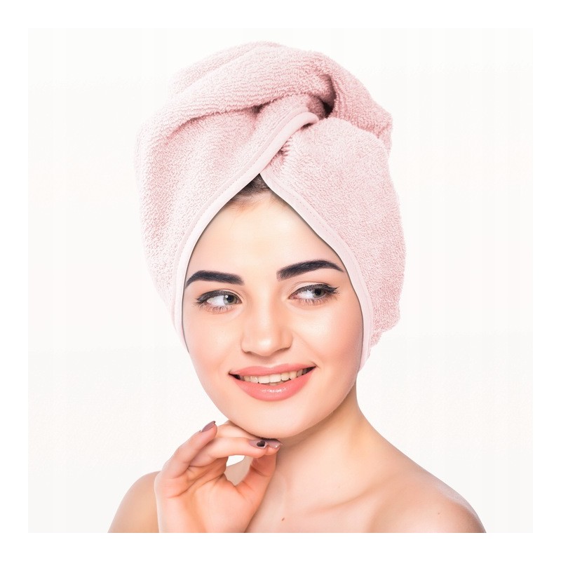 Turban Ręcznik do Włosów Różowy Pudrowy Frotte