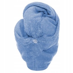Turban Ręcznik do Włosów Welurowy Niebieski