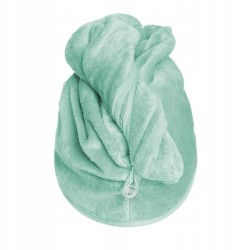 Turban Ręcznik do Włosów Welurowy Miętowy Zielony