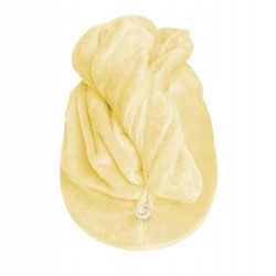 Turban Ręcznik do Włosów Welurowy Żółty