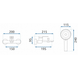 Bateria wannowa Rea Verso Gold Brush Słuchawka Prysznicowa