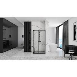 Kabina prysznicowa 80x80 Vito Black Calani + Brodzik Savoy Rea