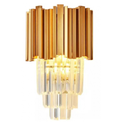 Lampa Ścienna Kinkiet Kryształowy Złoty Elegant 33 cm Toolight