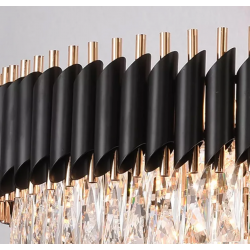 Lampa Wisząca Czarna Złota Metalowa z Kryształkami 55 cm na Łańcuszku APP1058-CP Toolight