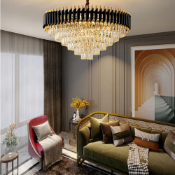 Lampa Wisząca Czarna Złota Metalowa z Kryształkami 55 cm na Łańcuszku APP1058-CP Toolight