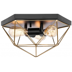 Lampa Sufitowa Plafon Metalowy 3D Loft Czarny Złoty Druciany APP1094-3C Toolight