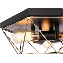 Lampa Sufitowa Plafon Metalowy 3D Loft Czarny Złoty Druciany APP1094-3C Toolight