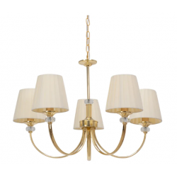 Lampa Sufitowa Żyrandol Złoty z Kryształkami Abażur 5 Kloszy APP1014 Toolight