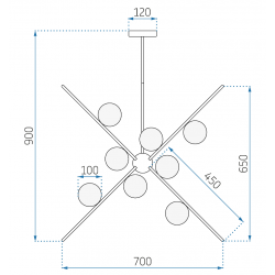 Lampa Wisząca Złota Pająk 12 APP998-12CP Toolight