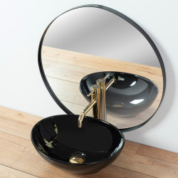 Umywalka Nablatowa Sofia Black Rea + Bateria Lungo Gold