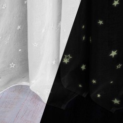 Firana Biała w Gwiazdki Świecąca w Ciemności na Przelotkach 140x250 cm Milkyway