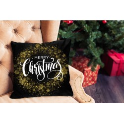 Poszewka na poduszkę Świąteczna Merry Christmas 45x45 Czarno Złota