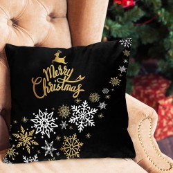 Poszewka na poduszkę Świąteczna Renifer Christmas 45x45 Czarno Złota
