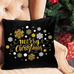Poszewka na poduszkę Świąteczna Śnieżynki Christmas 45x45 Czarno Złota