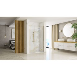 Drzwi Prysznicowe Hugo 130 cm Złote Szczotkowane Rea Uchylne