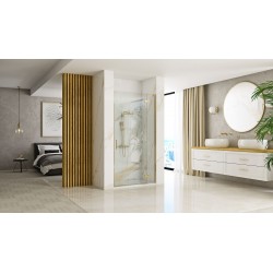 Drzwi Prysznicowe Hugo 90 cm Złote Szczotkowane Rea Uchylne