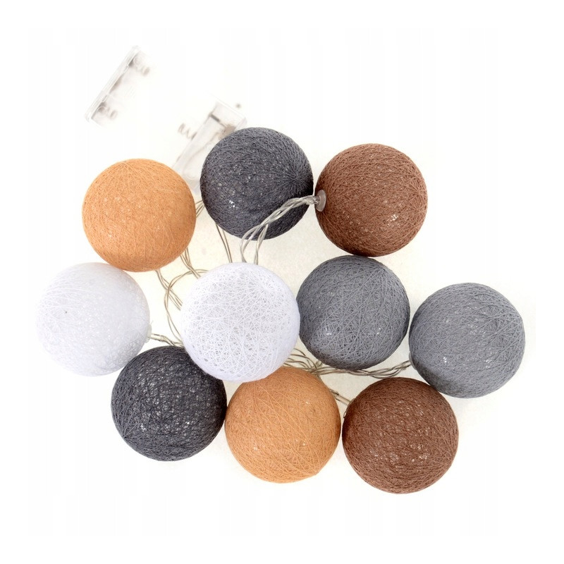 Świecące cotton balls kule 10 led świecące kolory – Brown, Beige, Grey, White