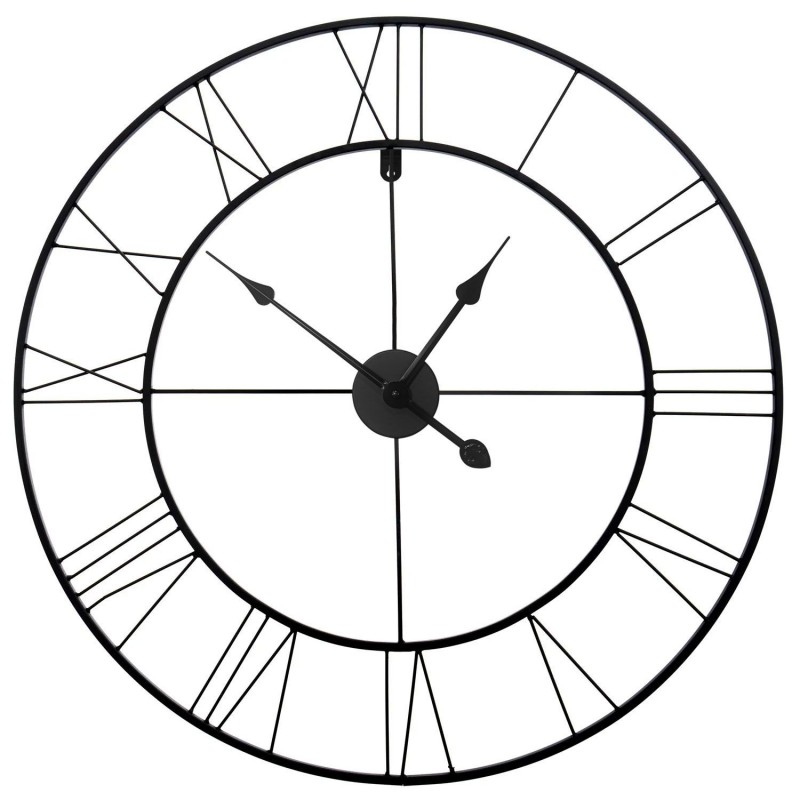 Duży okrągły zegar ścienny czarny 80 cm