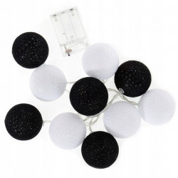 Świecące cotton balls kule 10 led świecące kolory – Black & White