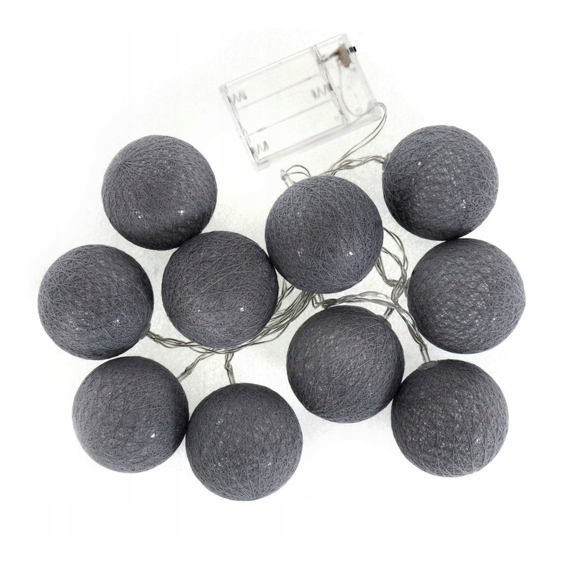 Świecące cotton balls kule 10 led świecące kolory – Dark Grey