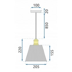 Lampa Sufitowa Metalowa Siatka Wisząca E27 Toolight APP944-1CP