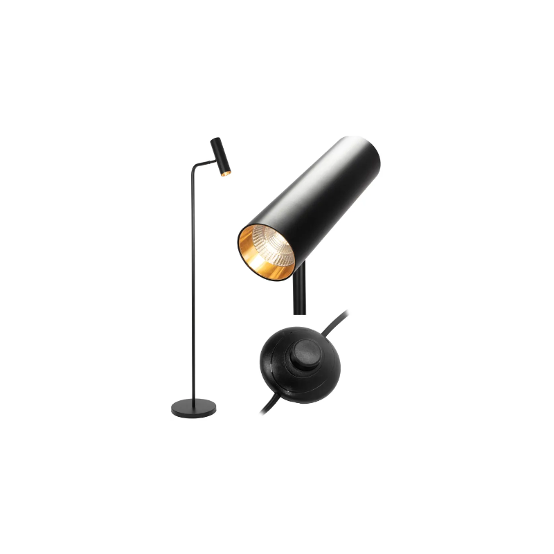 Lampa Podłogowa Czarna Stojąca Regulowana APP965 Toolight