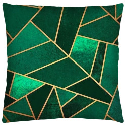 Poszewka na poduszkę 3D 45x45 Zielono Złota Geometryczna