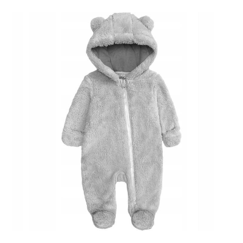 Kombinezon Dziecięcy z Kapturem Teddy Miś Szary 66 cm