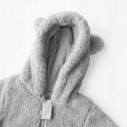 Kombinezon Dziecięcy z Kapturem Teddy Miś Szary 66 cm
