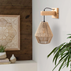 Lampa Ścienna Kinkiet Boho Druciana Sznurkowa APP1149 Toolight