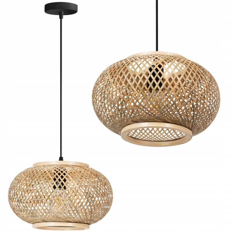 Lampa Sufitowa Wisząca Boho Pleciona Rattan APP1247 Toolight